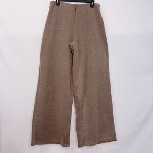 NWT Zara Wide Leg High Rise Pants Women Size L Tall Brown Trousers